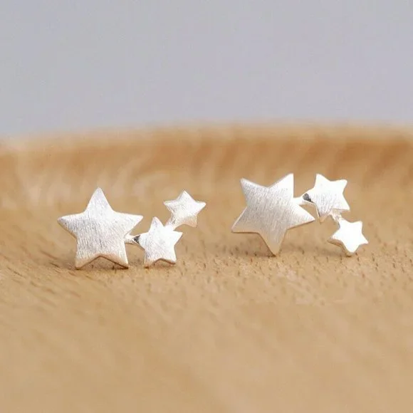 New 925 Silver Gradient Stars Studs - Picture 3 of 3